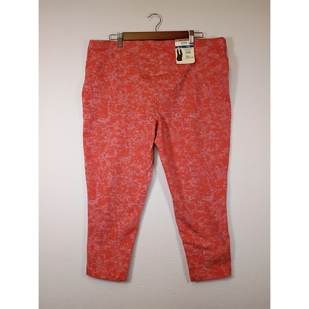 Artistic Marble Terra & Sky Womens 1X Coral Pink High Rise Capri Leggings NEW